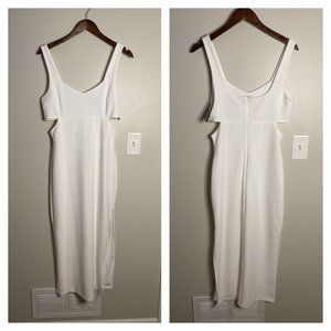 Elegant White Cut-Out Midi Dress